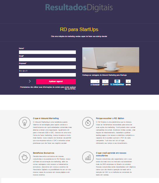 RD Station Marketing template landing page
