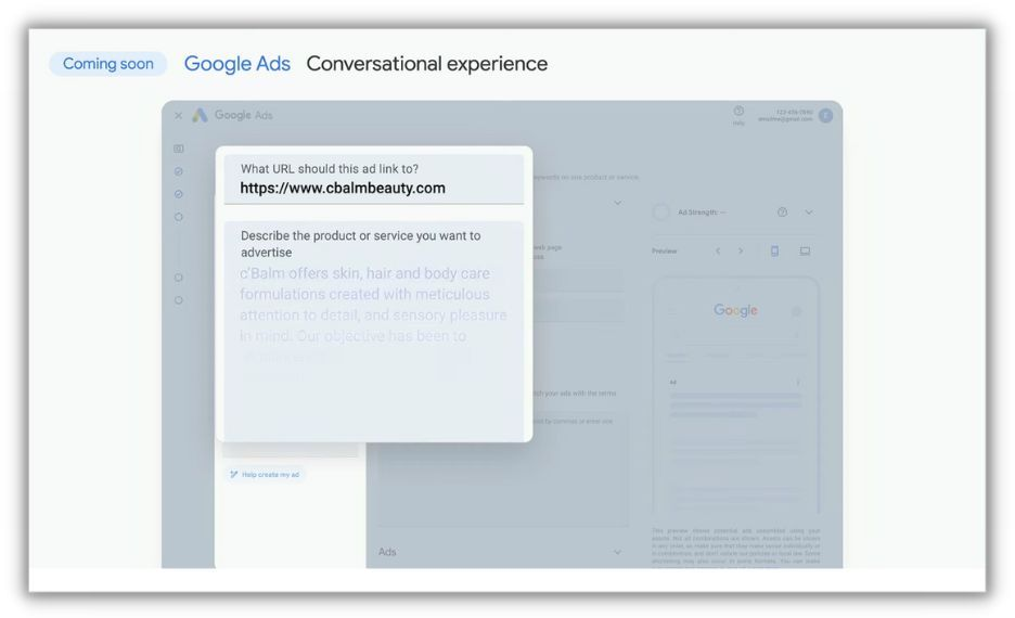 Experiência de conversação no Google Ads